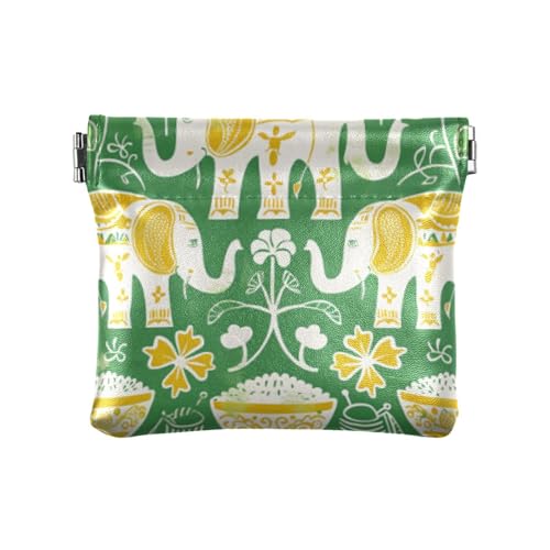 Amooorous Damen-Geldbörse mit thailändischem Motiv, symmetrisches Muster, PU-Leder, ausgefallene Mini-Kartenhalter, Geldbörse für Männer und Frauen, Thai-Thema, symmetrisches Muster, 1 size von Amooorous