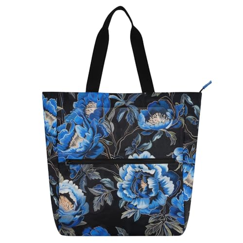 Amooorous Dekorative Kinder-Tragetasche, Klaviertasche, Büchertasche für Jungen, Mädchen, Damen, Blau, Vintage-Blumen, wasserdicht, wiederverwendbar, Einkaufstasche mit Reißverschluss, für Schule Amooorous Dekorative Kinder-Tragetasche, Klaviertasche, Büchertasche für Jungen, Mädchen, Damen, Blau, Vintage-Blumen, wasserdicht, wiederverwendbar, Einkaufstasche mit Reißverschluss, für Schule von Amooorous