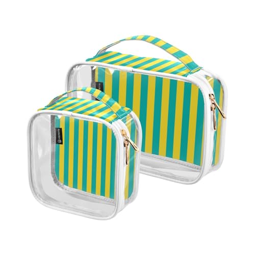 Amooorous Dekorative Kulturbeutel für Herren, 2 Stück, mit klaren Streifen, TSA zugelassen, transparente Kosmetiktasche zum Rasieren, Make-up, Gelb / Blau, Gelb, Blau, einfacher Streifen, 1 talla Amooorous Dekorative Kulturbeutel für Herren, 2 Stück, mit klaren Streifen, TSA zugelassen, transparente Kosmetiktasche zum Rasieren, Make-up, Gelb / Blau, Gelb, Blau, einfacher Streifen, 1 talla von Amooorous