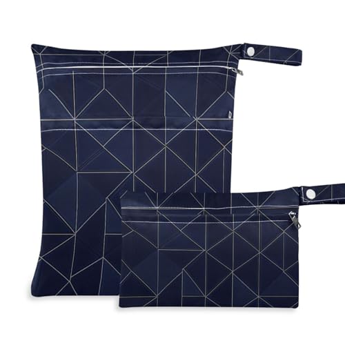 Amooorous Dunkelblaue wasserdichte Tasche mit unregelmäßigem Muster, zum Schwimmen, 2 Stück, Nassbeutel für Badeanzug mit Griffen für Fitnessstudio, Baden Amooorous Dunkelblaue wasserdichte Tasche mit unregelmäßigem Muster, zum Schwimmen, 2 Stück, Nassbeutel für Badeanzug mit Griffen für Fitnessstudio, Baden von Amooorous