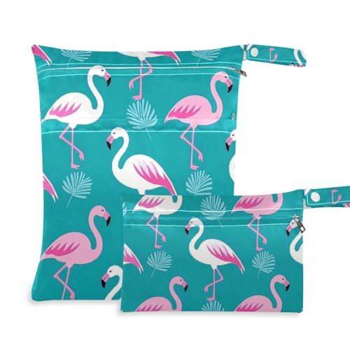 Amooorous Elegante wasserdichte Taschen für Badeanzüge, Flamingo, Pfirsichfarben, Cyan, 2 Stück, Reiseutensilien für Babys mit Griffen für Kita, Kindertagesstätte Amooorous Elegante wasserdichte Taschen für Badeanzüge, Flamingo, Pfirsichfarben, Cyan, 2 Stück, Reiseutensilien für Babys mit Griffen für Kita, Kindertagesstätte von Amooorous