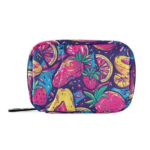 Amooorous Farbige Ölgemälde-Obst-Medizintaschen für Frauen mit abnehmbaren Fächern, wiederverwendbarer Organizer, Reisetasche für Geldbörse von Amooorous