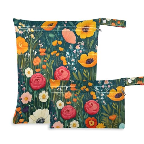Amooorous Farbige Ölgemälde Sense Blumen Reißverschlusstasche für Windeln, 2 Stück, Reiseutensilien für Baby mit Griffen zum Baden, Babywindeln Amooorous Farbige Ölgemälde Sense Blumen Reißverschlusstasche für Windeln, 2 Stück, Reiseutensilien für Baby mit Griffen zum Baden, Babywindeln von Amooorous