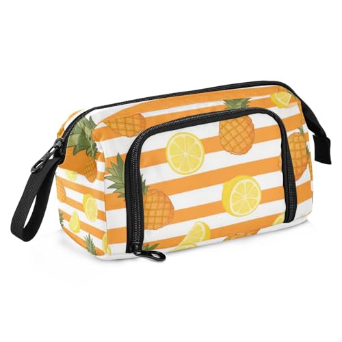 Amooorous Federmäppchen für Erwachsene, mit Reißverschluss, Orange und Weiß von Amooorous