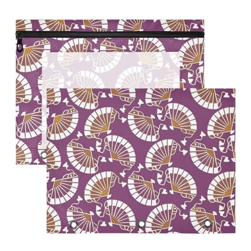 Amooorous Federmäppchen mit 3 Löchern, Taschenordner für A4-Papier, Briefe, 2 Stück, Studenten, Klasse, Lila, Gold, japanischer Faltfächer Amooorous Federmäppchen mit 3 Löchern, Taschenordner für A4-Papier, Briefe, 2 Stück, Studenten, Klasse, Lila, Gold, japanischer Faltfächer von Amooorous