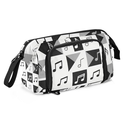 Amooorous Federmäppchen mit Musikzeichen, großes Fassungsvermögen, mit Bleistift und Reißverschluss, für Herren, Schulbedarf, Schwarz / Weiß Amooorous Federmäppchen mit Musikzeichen, großes Fassungsvermögen, mit Bleistift und Reißverschluss, für Herren, Schulbedarf, Schwarz / Weiß von Amooorous