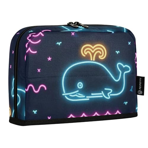 Amooorous Federmäppchen mit Reißverschluss, Motiv: Sommer-Neonwal-Welle, großes Fassungsvermögen, für Büro, Estuches Para, Lapices Escolares, Schwarz von Amooorous