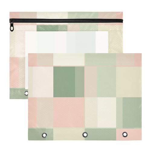 Amooorous Federmäppchen mit Sichtfenster, Stifthalter für A4-Papier, Briefe, 2 Stück, Lehrer, Kunstbedarf, Aufbewahrung, Rosa, Grün, quadratisch von Amooorous