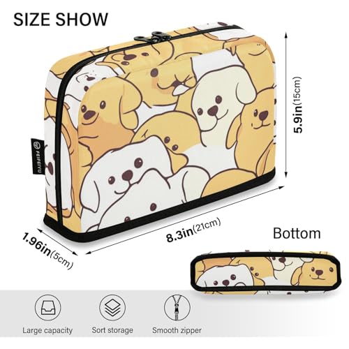 Amooorous Federmäppchen mit niedlichem Cartoon-Motiv, Gelb und Weiß, großes Fassungsvermögen, einfache Schreibwaren, Stifttasche für Mädchen, elementare Bolso Para Herramientas von Amooorous