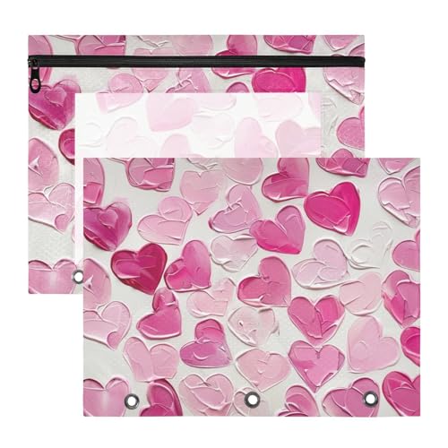 Amooorous Federmäppchen mit transparentem Fenster, 3-fach Locher, für A4-Papier, Briefe, 2 Stück, Lehrer, Büro, Ölgemälde mit rosa Valentinsliebe Amooorous Federmäppchen mit transparentem Fenster, 3-fach Locher, für A4-Papier, Briefe, 2 Stück, Lehrer, Büro, Ölgemälde mit rosa Valentinsliebe von Amooorous