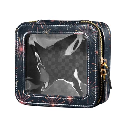 Amooorous Firework Make-up-Tasche, transparent, Reise-Kulturbeutel, Leder, Organizer-Taschen für Reisen, Feuerwerk, 1 size von Amooorous