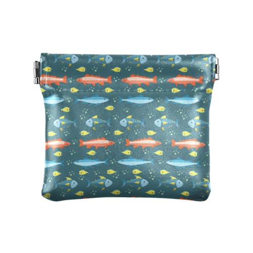 Amooorous Fish BlueDamen PU Leder Münzgeldbörse Tragbare Mini Geldbörse Geldbörse für Mädchen Damen Handtasche, Fischblau, 1 size von Amooorous
