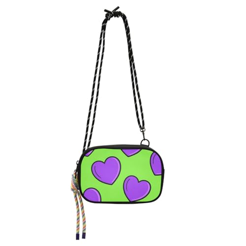 Amooorous Fluoreszierendes grünes Herz Graffiti Anti-Diebstahl Crossbody Tasche für Herren Komfort mit Kreditkartenfächern Schultertaschen Date Carteras para mujer elegant von Amooorous
