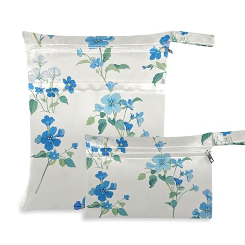 Amooorous Frische blaue Blumen in Sommer rötlich geschützte Packsäcke wasserdicht 2er-Pack Reise Notwendigkeiten für Flug mit Griff für Kindergärten, Kindergärten von Amooorous