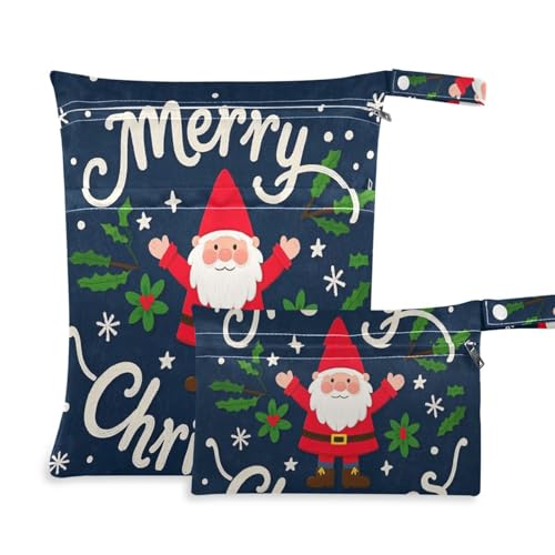 Amooorous Frohe Weihnachten Cartoon Zwerge Reißverschluss wasserdichte Tasche 2 Stück Reiseutensilien für Baby mit Griffen für Yoga, Reisen von Amooorous