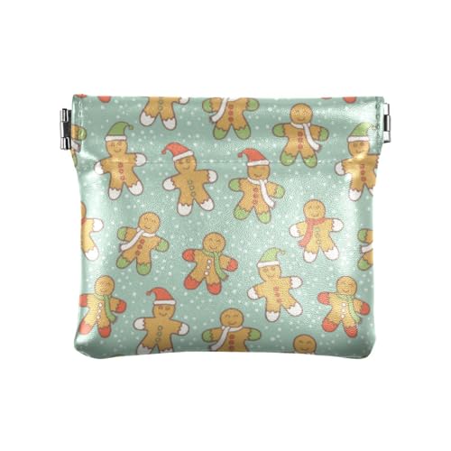 Amooorous Frohe Weihnachten Lebkuchengrün Damen Leder Münzbörse Geldbörse Niedliche Kleingeldbörse mit Verschluss für Frau Mädchen, Frohe Weihnachten Lebkuchengrün, 1 size von Amooorous