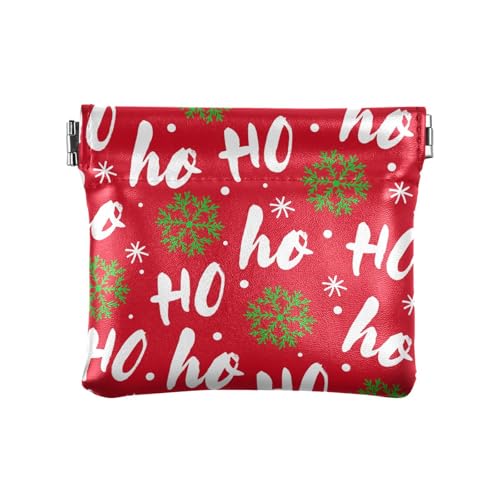 Amooorous Frohe Weihnachten Schneeflocke Rot Grün Hoho PU Leder Kleine Münzen Niedlich Kartenetuis Geld Organizer für Männer Frauen Reisen, Frohe Weihnachten Schneeflocke Rot Grün Hoho, 1 size von Amooorous