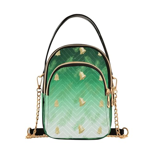 Amooorous Frohe Weihnachten gelbe Glockenförmige Stechpalme trendige Umhängetasche für Damen mit mehreren Taschen von Amooorous