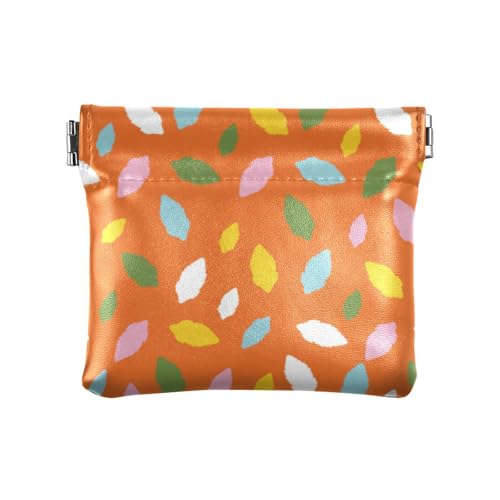 Amooorous Fruity Summer Orange Damen Leder Münzgeldbörse Praktischer Verschluss Geldbörse Kartenhalter für Männer Frauen Reisen, Fruity Summer Orange, 1 size von Amooorous