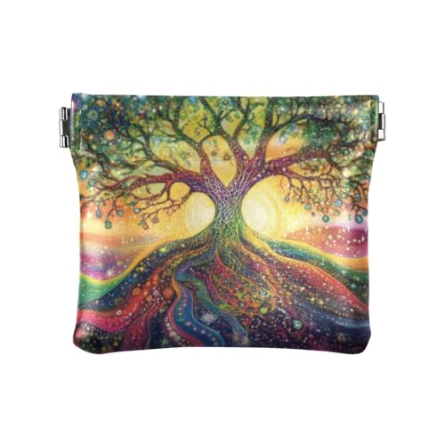 Amooorous Geheimnisvolle bunte Damen-Geldbörse aus Leder, kleine Münzgeldbörse, niedliche Make-up-Tasche, Wechselgeldbörse für Männer und Frauen auf Reisen, Geheimnisvolle bunte Farbe, 1 size von Amooorous