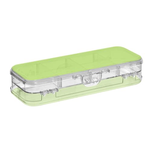 Amooorous Gelbe grüne einfarbige Stiftebox mit 2-lagigem Stifteetui für Schreibwaren, mit Schnappdeckel von Amooorous