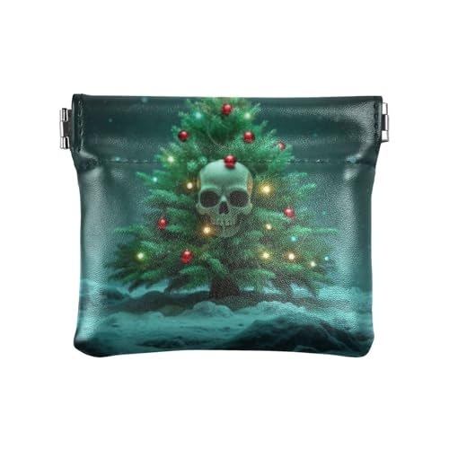 Amooorous Geldtasche im Gothic-Stil, Grün, Motiv: Merry Christmas, Leder, niedlicher Kartenhalter, Schlüssel-Organizer für Damen, Gothic Style Green Merry Christmas, 1 size von Amooorous