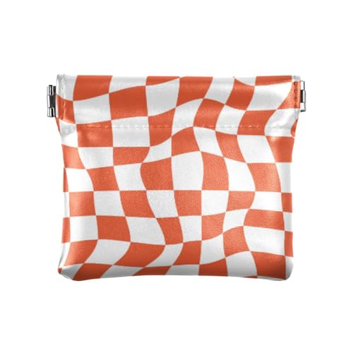 Amooorous Geometrische Orange Damen Leder Münzbörse Portemonnaie Fancy Mini Kartenhalter Geldbörse für Frau Mädchen, Geometrisches Orange, 1 size von Amooorous