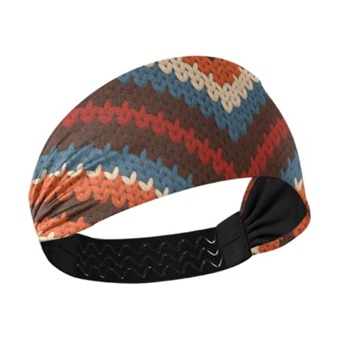 Amooorous Gestricktes Stirnband für Damen, gestreift, feuchtigkeitsableitend, elastisch, für Basketball, Volleyball, Tennis, Diademas, Para Mujer, Rot und Blau von Amooorous