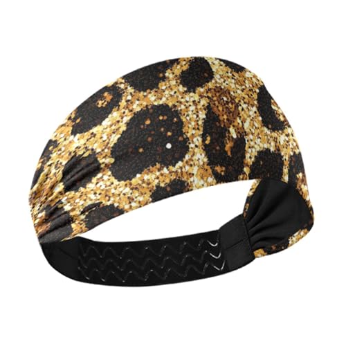 Amooorous Glitzernde Yoga-Stirnbänder mit Leoaprd-Aufdruck, feuchtigkeitsableitend, elastisch, für Workout, Volleyball, Make-up, Bandas para el cabello de mujer von Amooorous