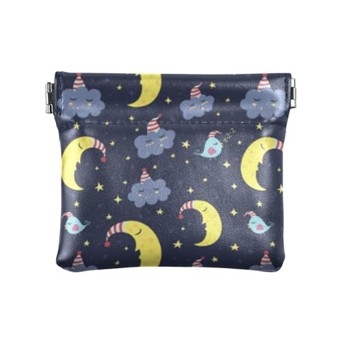 Amooorous Good Night Geldbörse für Damen, Herren, Leder, tragbar, mit Verschluss, Kartenhalter für Damen, Jungen, Mädchen, Gute Nacht, Schwarz, 1 size von Amooorous