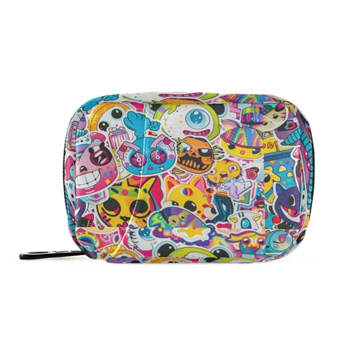 Amooorous Graffiti Art Trend Play Aufkleber Taschen mit abnehmbaren Fächern befestigbarer Pillen-Organizer Reise für Geldbörse von Amooorous