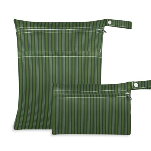 Amooorous Grau-grüne gestreifte Tasche für Windeln, 2 Stück, Reiseutensilien für Babys, mit Griffen zum Baden, Kindertagesstätte Amooorous Grau-grüne gestreifte Tasche für Windeln, 2 Stück, Reiseutensilien für Babys, mit Griffen zum Baden, Kindertagesstätte von Amooorous