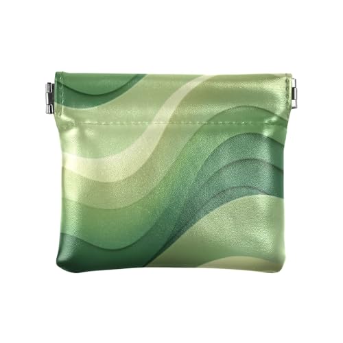 Amooorous Green Gradient LinePU Leder Kleingeldbörse Tragbare Mini-Münzgeldbörse für Mädchen Damen Handtasche, Grüne Farbverlaufslinie, 1 size von Amooorous