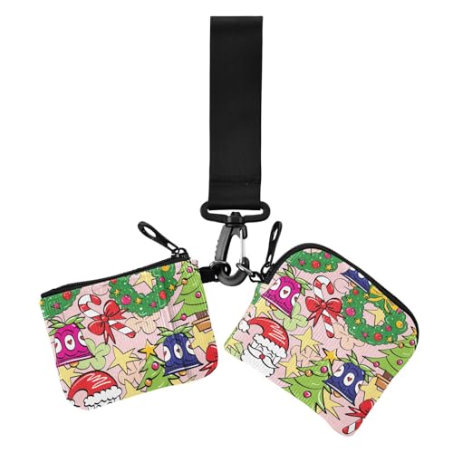 Amooorous Green Merry Christmas Party Damen Geldbörsen Kartenhüllen Große Kapazität Kreditkartenetui mit Handgelenkschlaufe für Arbeit Reisen 2 Stück, Grüne Frohe Weihnachten Party, 1 size, Casual von Amooorous