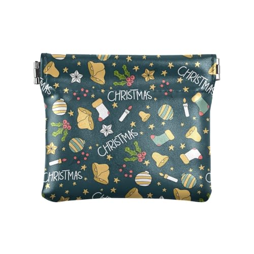 Amooorous Green Merry Christmas Party Damen Leder Bargeld Geldbörse Einzigartige Tasche Geldbörse Make-up Tasche für Männer Frauen Reisen, Grüne Frohe Weihnachten Party, 1 size von Amooorous