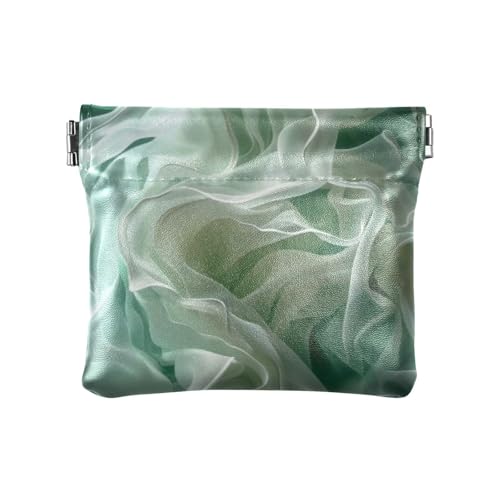 Amooorous Green and White Fluid Damen Leder Münzgeldbörse Einzigartige Mini Geldbörse Geldbörse für Mädchen Frauen Damen, Grüne und weiße Flüssigkeit, 1 size von Amooorous