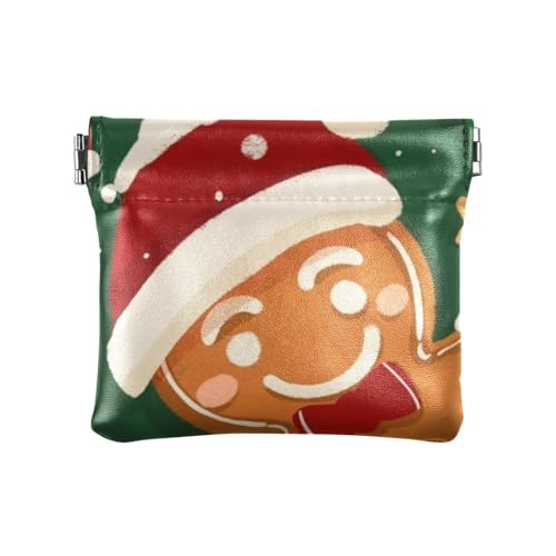 Amooorous Grün Weihnachten Party Damen Klein Leder Kleingeld Geldbörse Einzigartige Mini Geldbörse Geldbörse für Männer Frauen Reisen, Grüne Weihnachtsfeier, 1 size von Amooorous