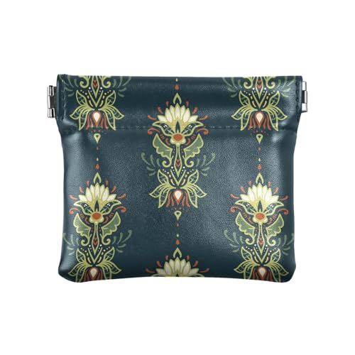 Amooorous Grün und Weiß Weihnachten Blumen Damen Kleine Leder Münzbörse Geldbörse Ausgefallene Kosmetiktaschen für Frauen, Grünes und weißes Weihnachtsblumen, 1 size von Amooorous