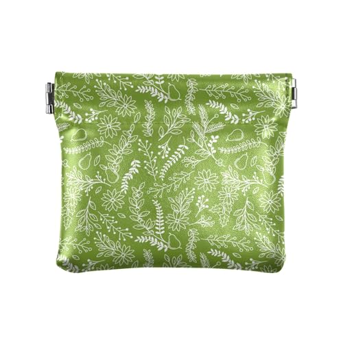 Amooorous Grün und Weiß Weihnachten Floral Damen Kleine Leder Münzbörse Geldbörse Fancy Cash Coin Purse für Frauen, Grünes und weißes Weihnachtsblumen, 1 size von Amooorous