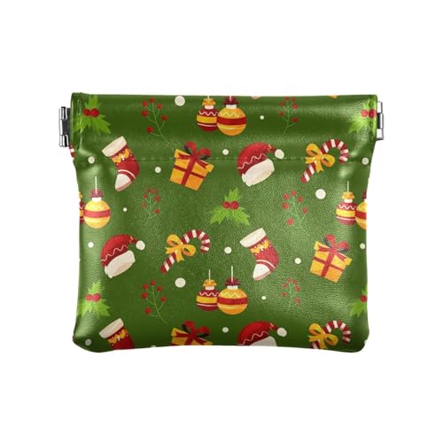 Amooorous Grüne Frohe Weihnachten Party PU-Leder kleine Münze niedlich persönliche Gegenstände Organizer für Männer Frauen Reisen, Grüne Frohe Weihnachten Party, 1 size von Amooorous