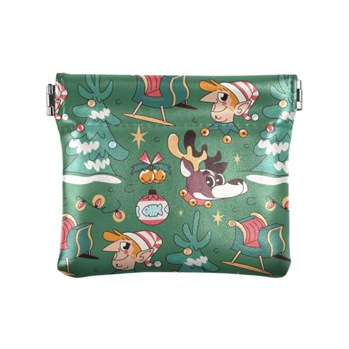 Amooorous Grüne Geldbörse für Damen mit Aufschrift "Merry Christmas", PU-Leder, Schlüssel-Organizer für Damen, Grüne Frohe Weihnachten Party, 1 size von Amooorous