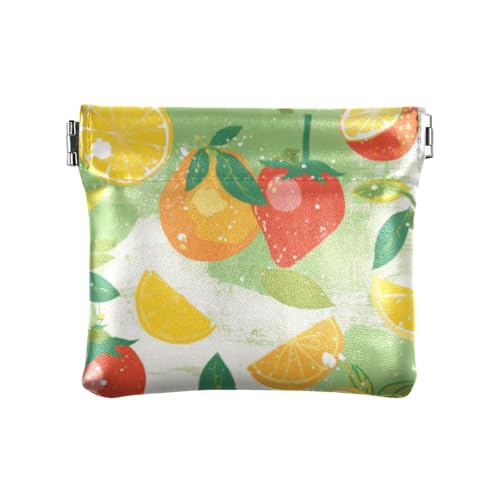 Amooorous Grüne frische Früchte Sommer Damen Kleine Leder Münzgeldbörse ausgefallener Schmuck für Männer Frauen Reisen, Grüne frische Früchte Sommer, 1 size von Amooorous