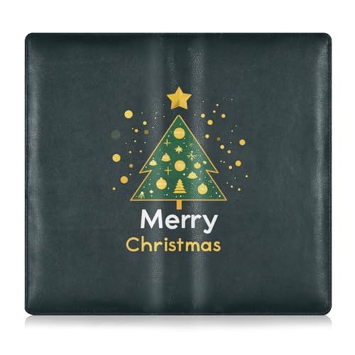 Amooorous Grüner und goldener Weihnachtsbaum-Leder, Auto-Registrierungs- und Versicherungshalter, Fahrzeug-Handschuhfach-Organizer für Karten, wichtige Dokumente, Führerschein, Fahrzeugpapiere von Amooorous
