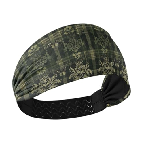 Amooorous Grünes Spitzen-Stirnband mit Schmetterling, rutschfest, elastisches Tennis-Schweißband für Make-up, Fußball, Fitnessstudio, Cintas para el cabello de mujer von Amooorous