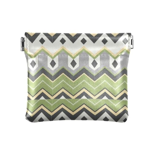 Amooorous Grünes schlichtes lässiges Design, geometrisches PU-Leder, kleine Münze, praktischer Verschluss, Geldbörse, Kartenhalter für Damen und Mädchen, Grünes, schlichtes lässiges Design, von Amooorous