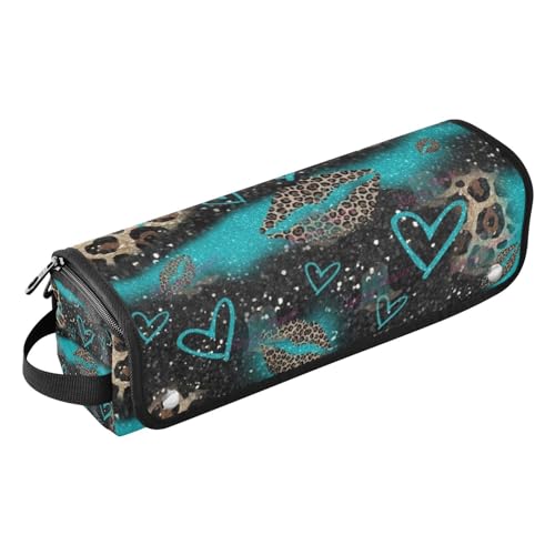 Amooorous Hair Tools Reisetasche mit hitzebeständiger Matte, doppellagige Reise-Tragetasche für Glätteisen, Glätteisen, Lockenstäbe, Y2k-Stil, blauer Leopardenmuster, Reisetasche für Damen, Blauer von Amooorous