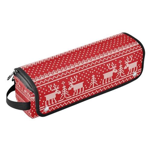 Amooorous Hair Tools Reisetasche mit hitzebeständiger Matte, tragbarer Haarstyling-Werkzeug-Organizer für Glätteisen, Lockenstab, Haartrockner, rote und weiße Weihnachtsstreifen, für Damen, Rot, Rote von Amooorous