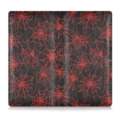Amooorous Halloween Web Premium Leder Auto Registrierung und Versicherung Kartenhalter Essential Wallet Case für Dokumente, Karten, Führerschein, Rot und Schwarz, Rotes und schwarzes Halloween-Netz, 1 von Amooorous