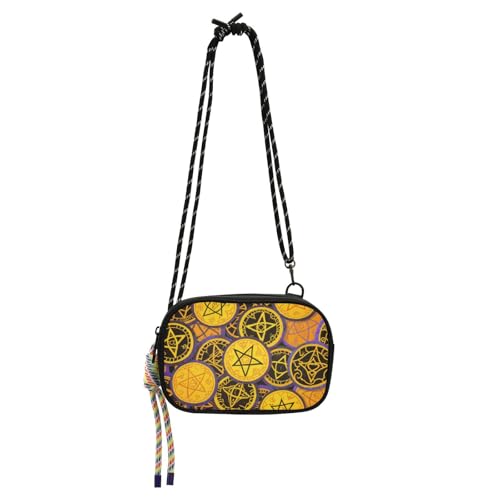 Amooorous Happy Halloween Magic Badge schwarze Umhängetasche für Damen, praktisch mit Kreditkartenfächern, lässige Handy-Brusttasche, Spaziergang mit dem Hund, Bolsas de Mano Para Mujer von Amooorous