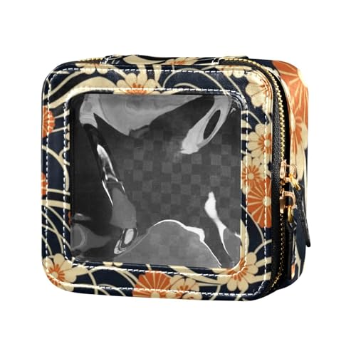 Amooorous Japanisches schwarzes Wabi-Sabi-Blumenmuster, wasserdicht, transparent, Make-up-Tasche, Reise-Kulturbeutel, Kosmetik-Organizer für Damen, Japanisches schwarzes Wabi-Sabi-Blumenmuster, 1 size von Amooorous